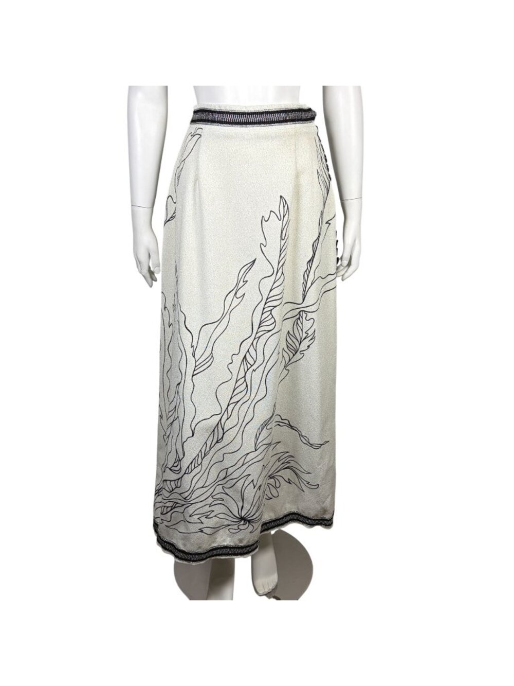 Vintage Bernárdo Midi A Line Skirt Metallic Black Embroidered Leaf Design M?
